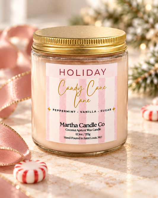 Candy Cane Lane - Winter Edition Candle (Peppermint + Vanilla + Sugar)