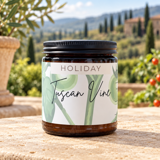 Tuscan Vine Holiday Candle  (Tomato Leaf + Lemon + Basil)