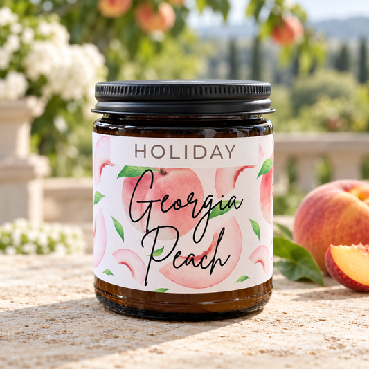 Georgia Peach Holiday Candle                                (Peach Nectar + Orange + Vanilla Sugar)