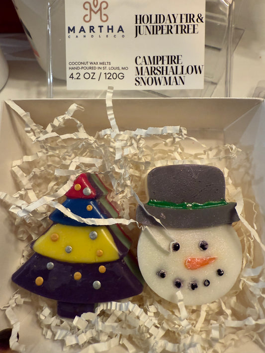 Holiday Fir & Juniper Tree / Campfire Marshmallow Snowman Wax Melts (4.2oz / 120g)